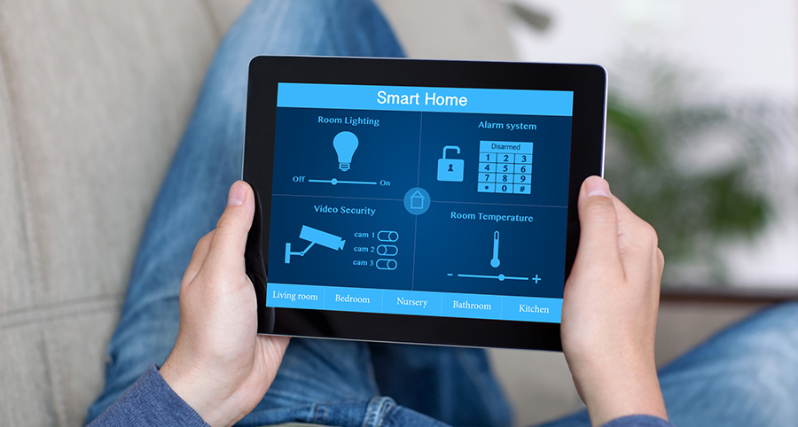 The ability to access and control security components from a mobile device is one of the top smart home trends in Duluth. Close-up of smart home security app.